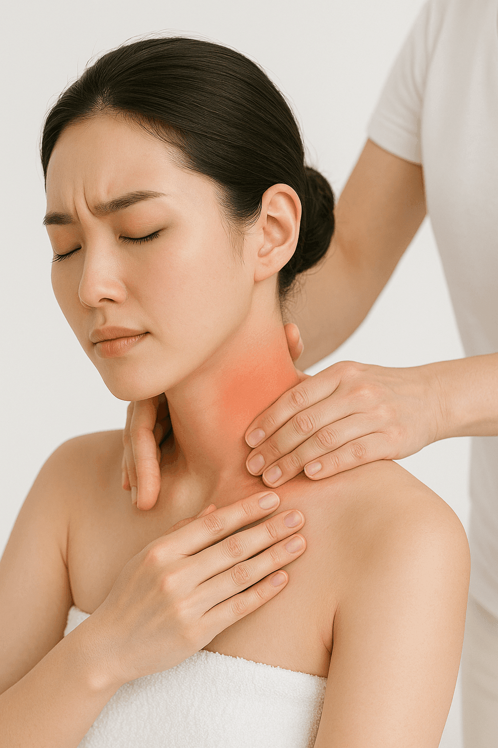 Professional neck pain relief massage targeting stiffness and tight muscles.